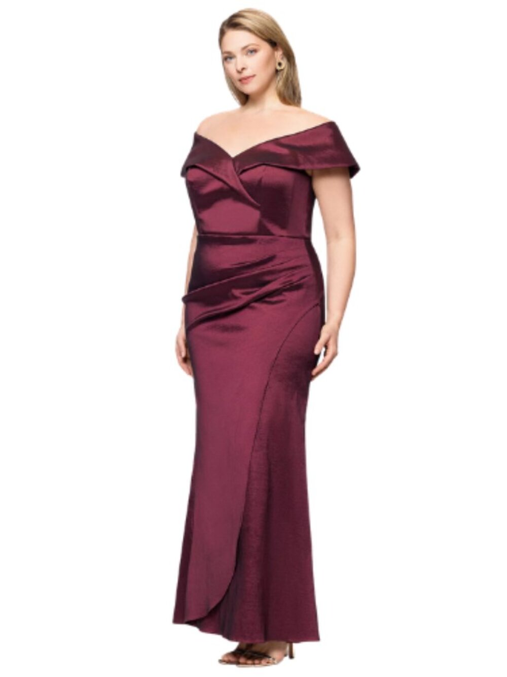 Xscape Wine Red Satin Plus Size Evening Gown Size 22